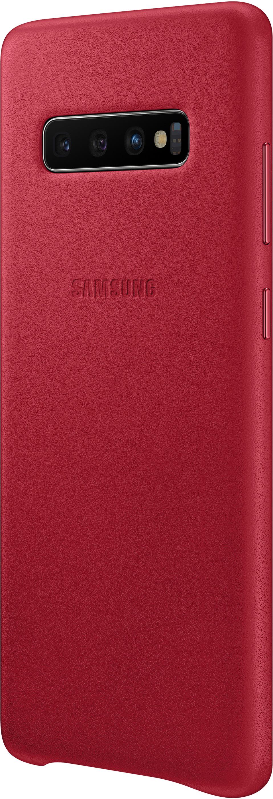 Чехол защитный натуральная кожа Samsung Galaxy S10 SM-G973 Leather Cover Красный