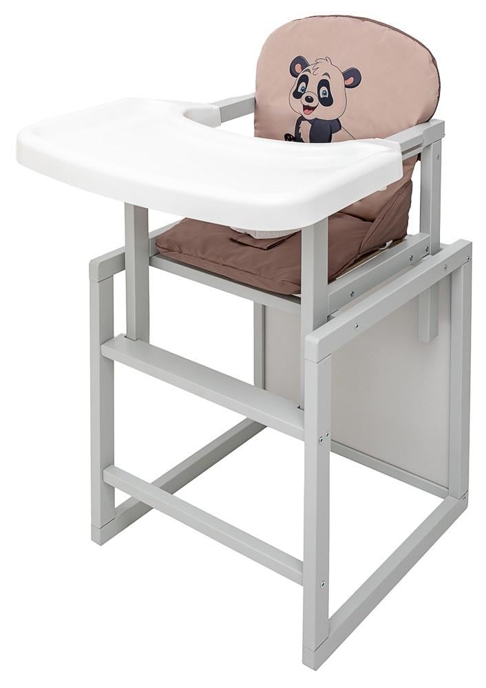 Стульчик-трансформер детский для кормления Babyroom Пеппи-250 деревянный раскладной 47х50х93 см Серый капучино (150-7-680973)