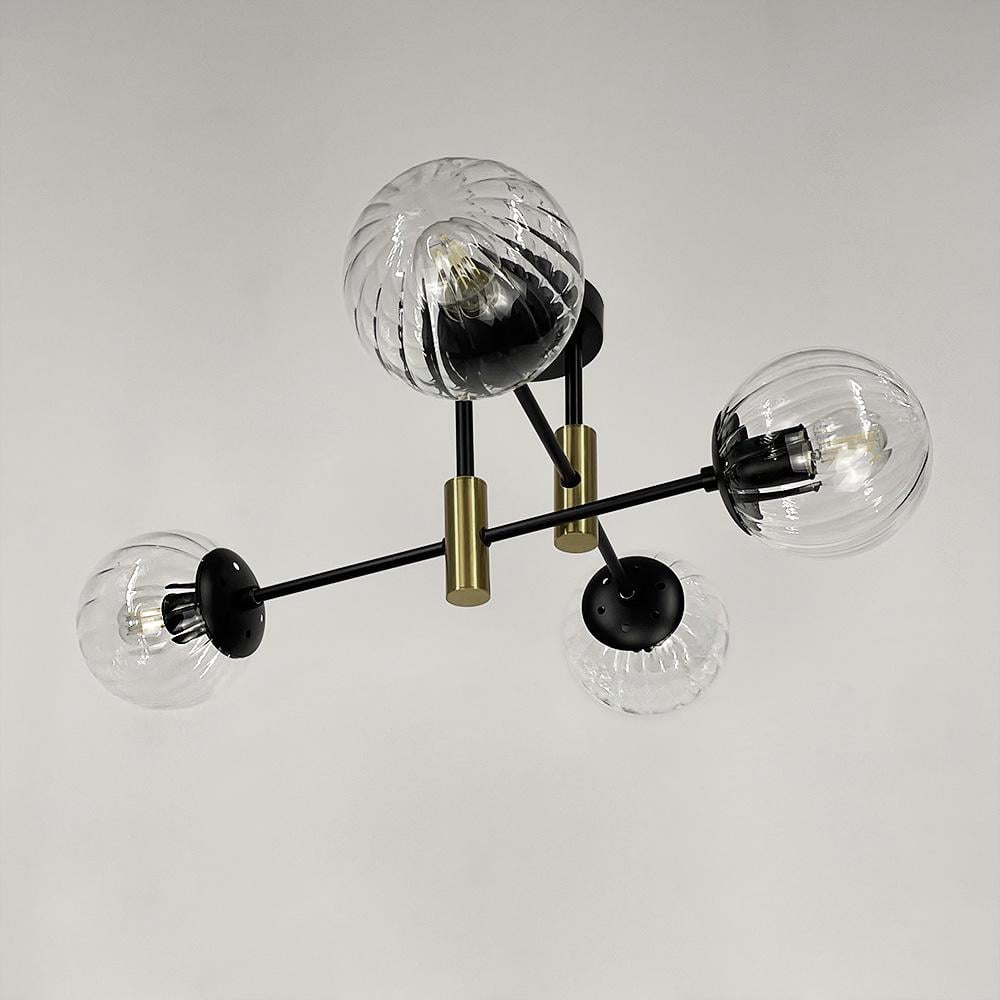 Люстра потолочная Lighthouse LF-17376/4 TBS/BK/CL Черный/Латунь/Прозрачный