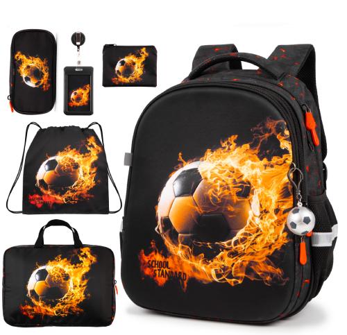 Ортопедический рюкзак школьный 6 в 1 для мальчика School Standard 38х30х18 см с Мячем для первокласника (SET 170-77) Ортопедический рюкзак школьный 6 в 1 для мальчика School Standard 38х30х18 см с Мячем для первокласника (SET 170-77)