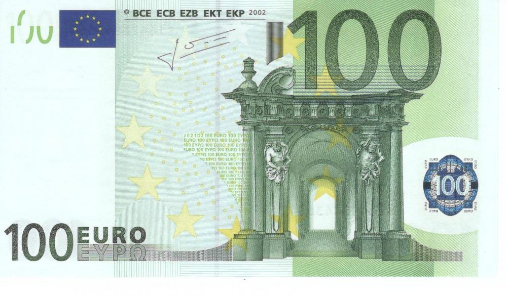 Коллекционная банкнота Италия 100 евро 2002 S J021 UNC (Б06792)