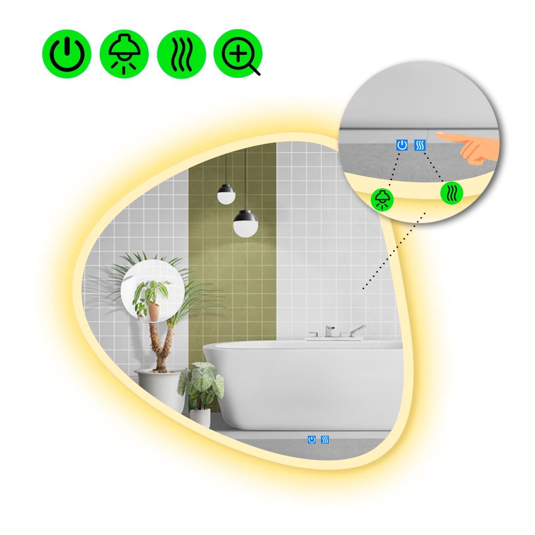 Зеркало с LED подсветкой Nuvola 3 с двумя сенсорами 140x140 см