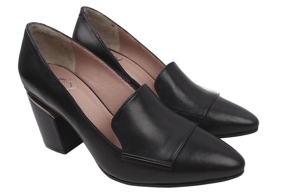 Туфли Aquamarin на каблуке женские из кожи р. 38 Черный (1755-20DT)