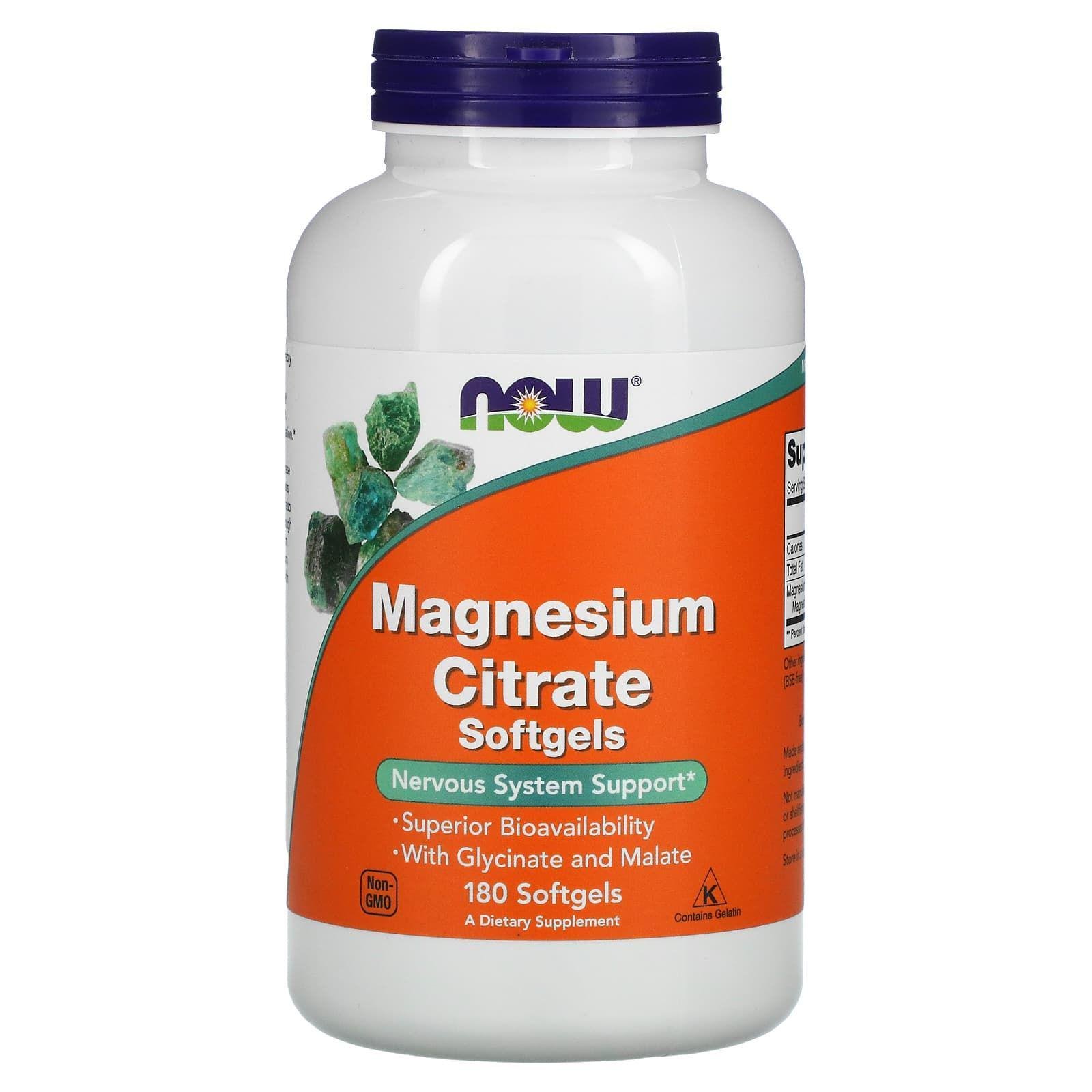 Микроэлемент Магний NOW Foods Magnesium Citrate 134 mg 180 Softgels