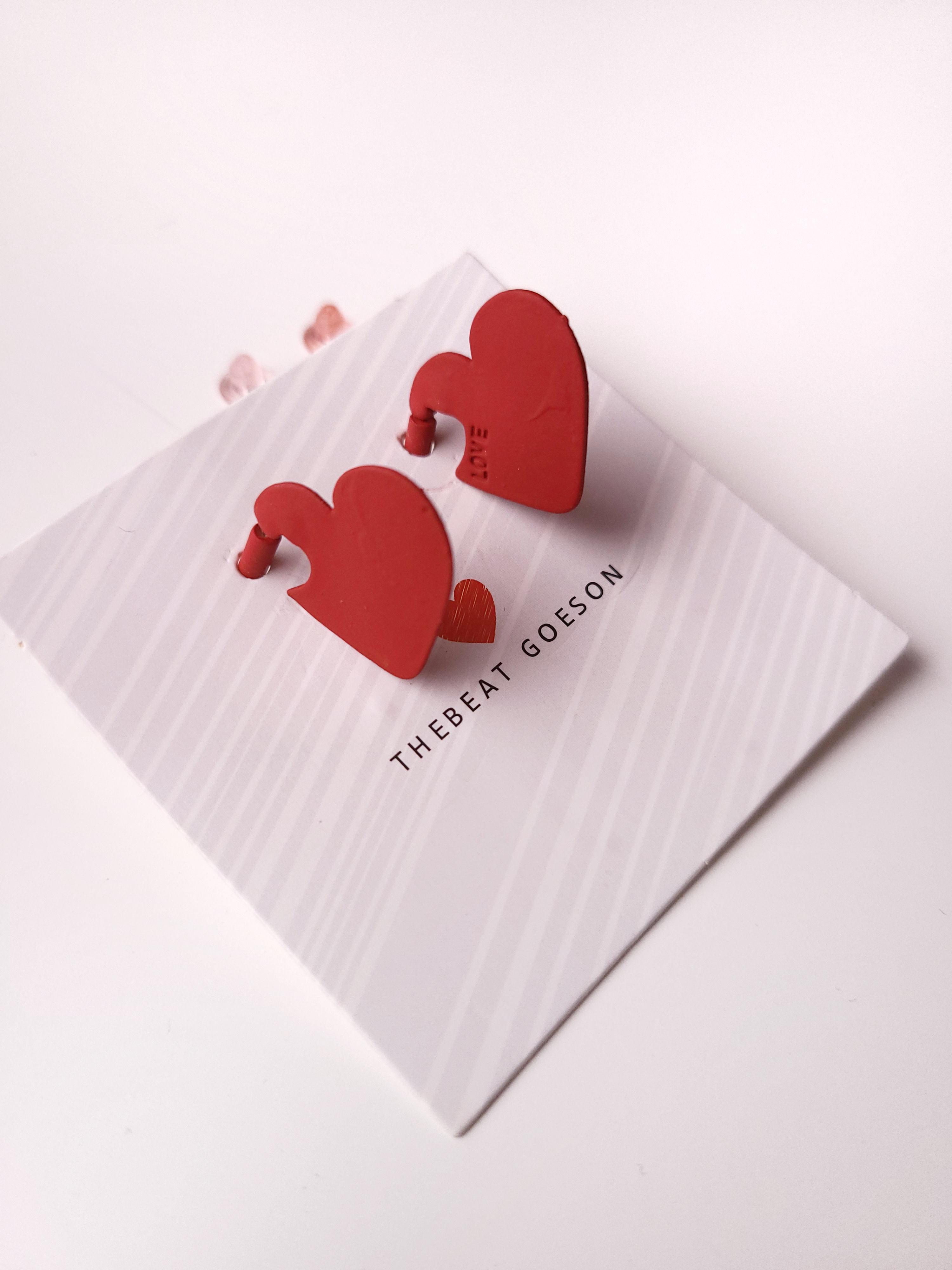 Серьги-гвоздики G&N 7147 Сердца Красный (7147)