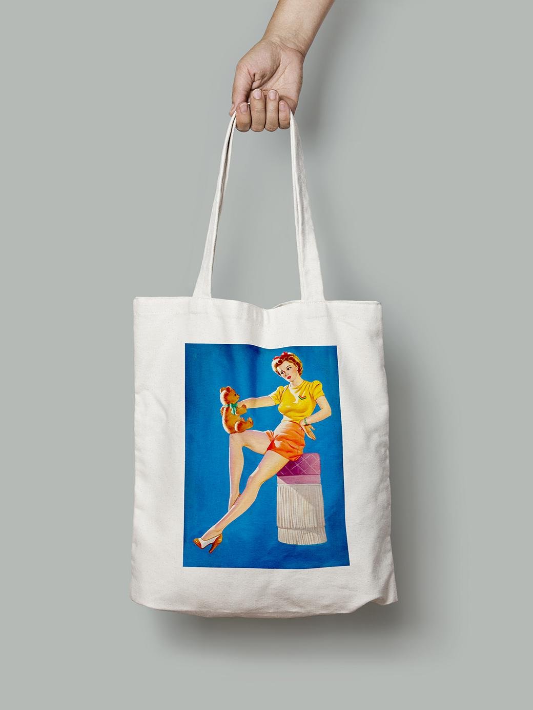 Эко-сумка С плюшевым мишкой шопер (pin_up010216_Bag)