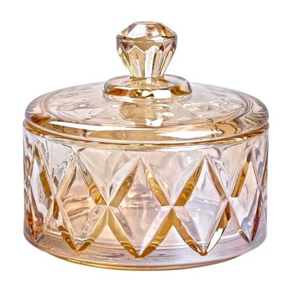 Цукерниця з кришкою скляна під кришталь Коричневий (HP-YH-21) - фото 2 Цукерниця з кришкою скляна під кришталь Коричневий (HP-YH-21) - фото 2