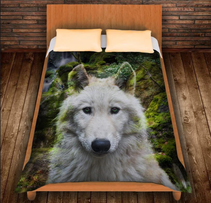 Плед с 3D принтом Белый Волк 150х200 см (epi_0341)