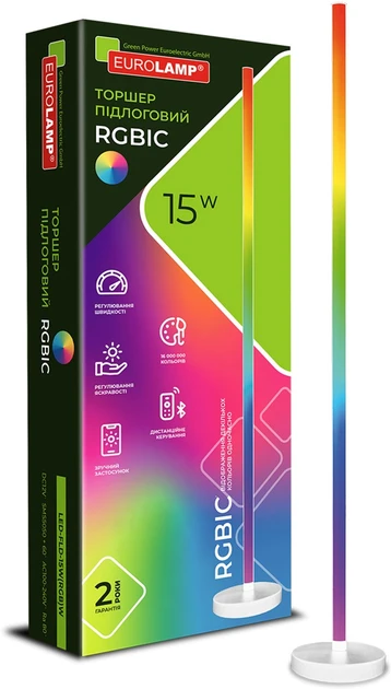 Торшер напольный Eurolamp LED SMART RGBIC 15W 140 см Белый (2597306364)