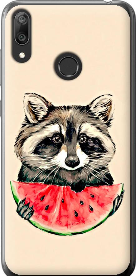 Чехол на Huawei Y7 2019 Енотик с арбузом (4605t-1638-42517)