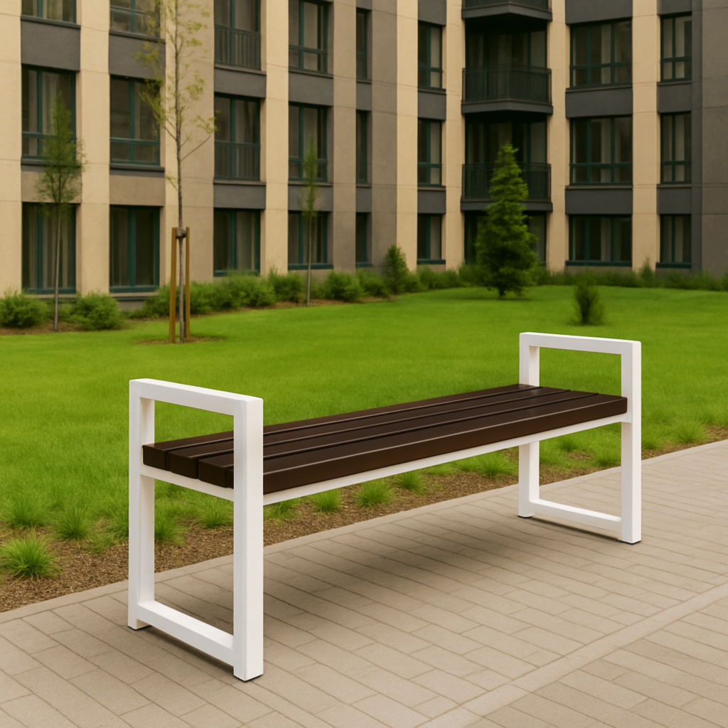 Лавка з ПВХ профілю ТОБІ ШО модерн без спинки 1514х598х415 мм Коричнево-Білий - фото 1