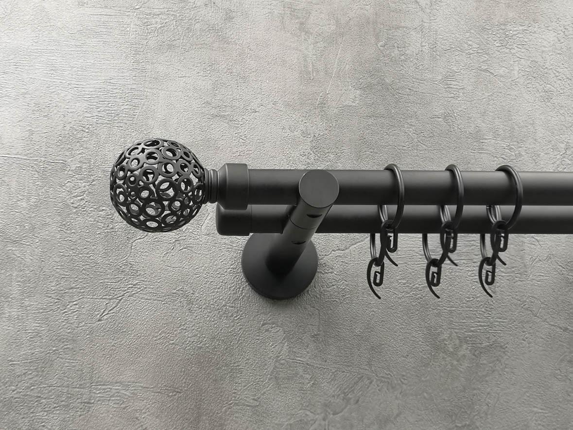 Карниз Quadrum Савона гладкая штанга двойной универсальный 19/19 мм 300 см Черный матовый (46976066)