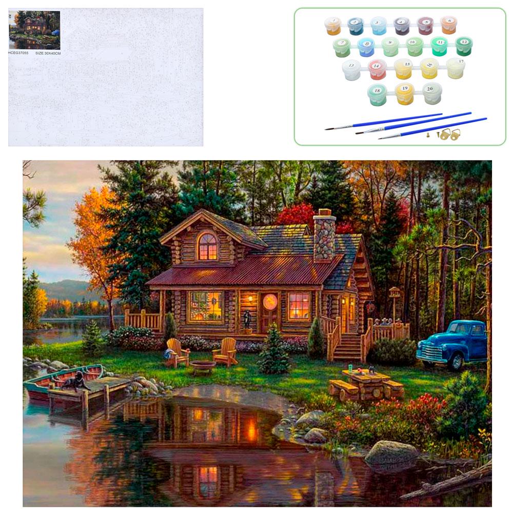 Картина по номерам МК 5318 Дубовый домик у озера 30х40 см (113827) - фото 2 Картина по номерам МК 5318 Дубовый домик у озера 30х40 см (113827) - фото 2