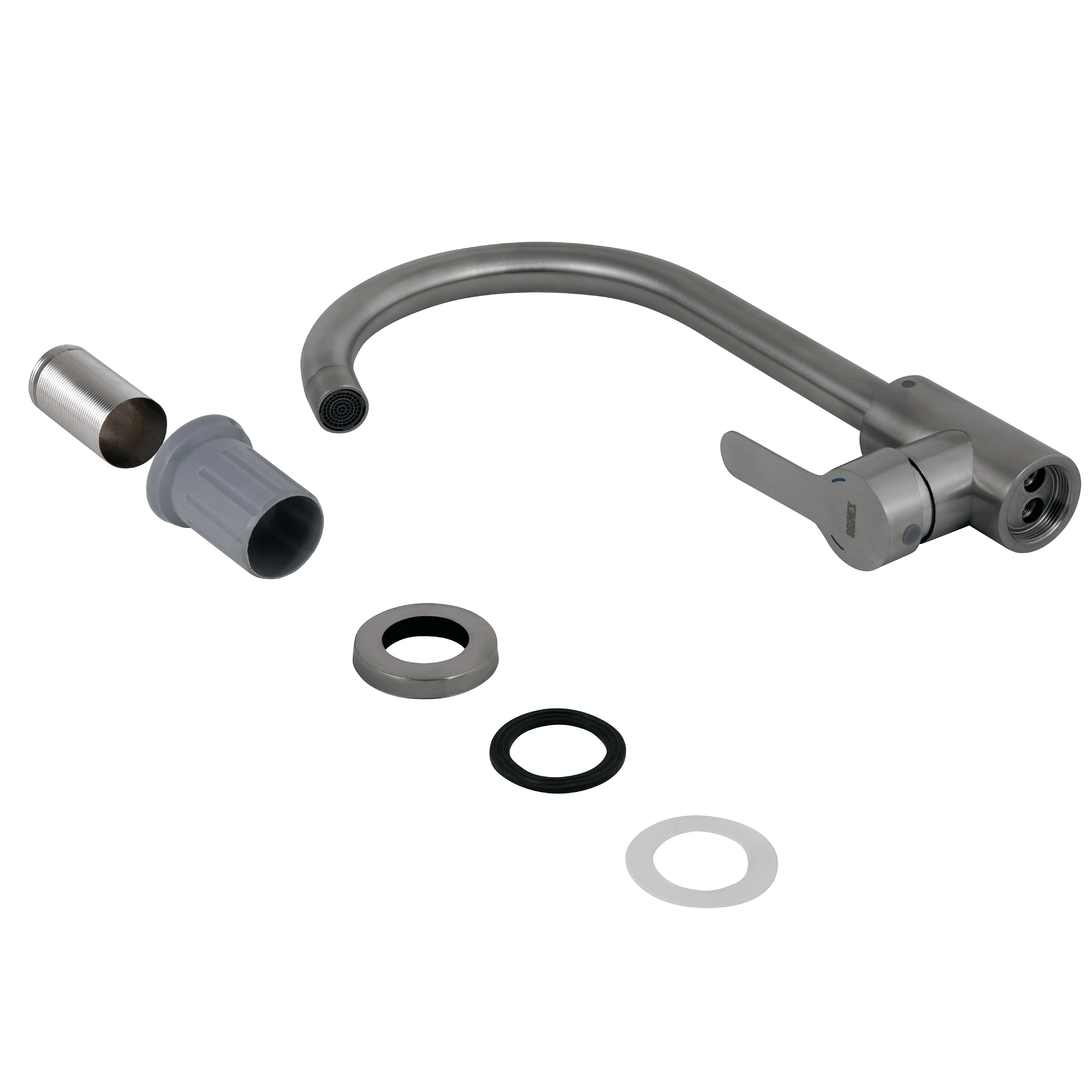 Змішувач для кухонної мийки Brinex Pure 20N 015F з нержавіючої сталі Nickel