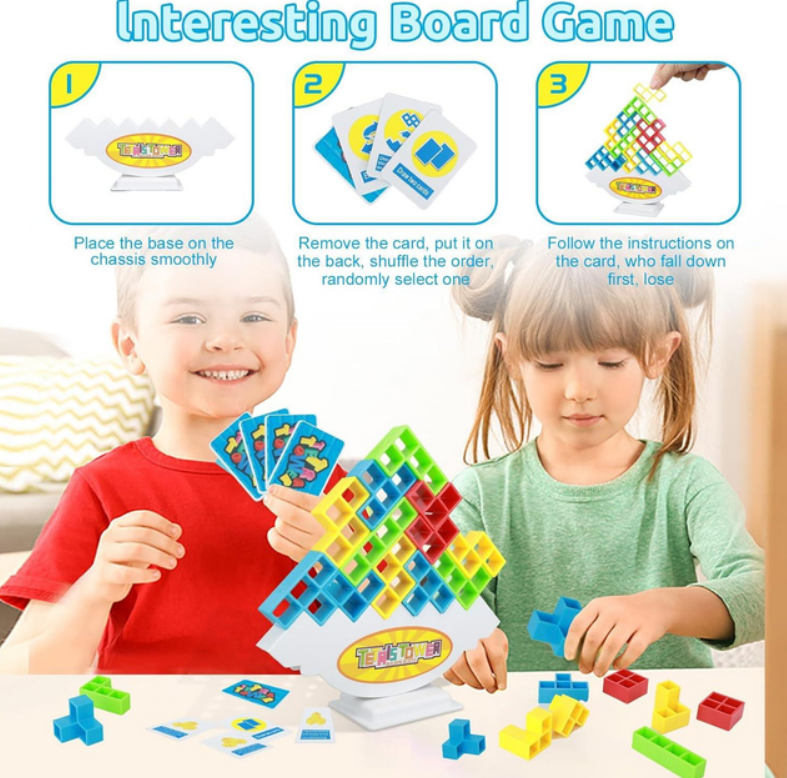 Гра сімейна Tetra Tetris Tower балансуючий Тетріс на 16 блоків 2-4 гравці - фото 4 Гра сімейна Tetra Tetris Tower балансуючий Тетріс на 16 блоків 2-4 гравці - фото 4