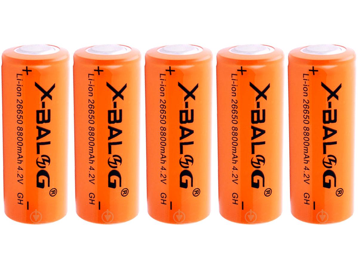 Аккумулятор X-BALOG 26650 8800 mAh Li-Ion 4.2V с защитой 5 шт. Оранжевый (23600045)