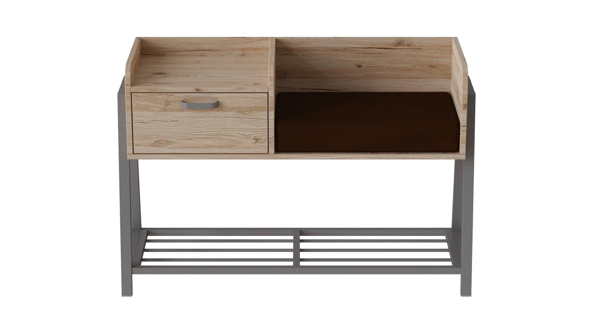 Банкетка с тумбочкой Ferrum-decor Бланка металл/ДСП 16 мм 540x1000x320 мм Серый/Артизан (FRD-103039)