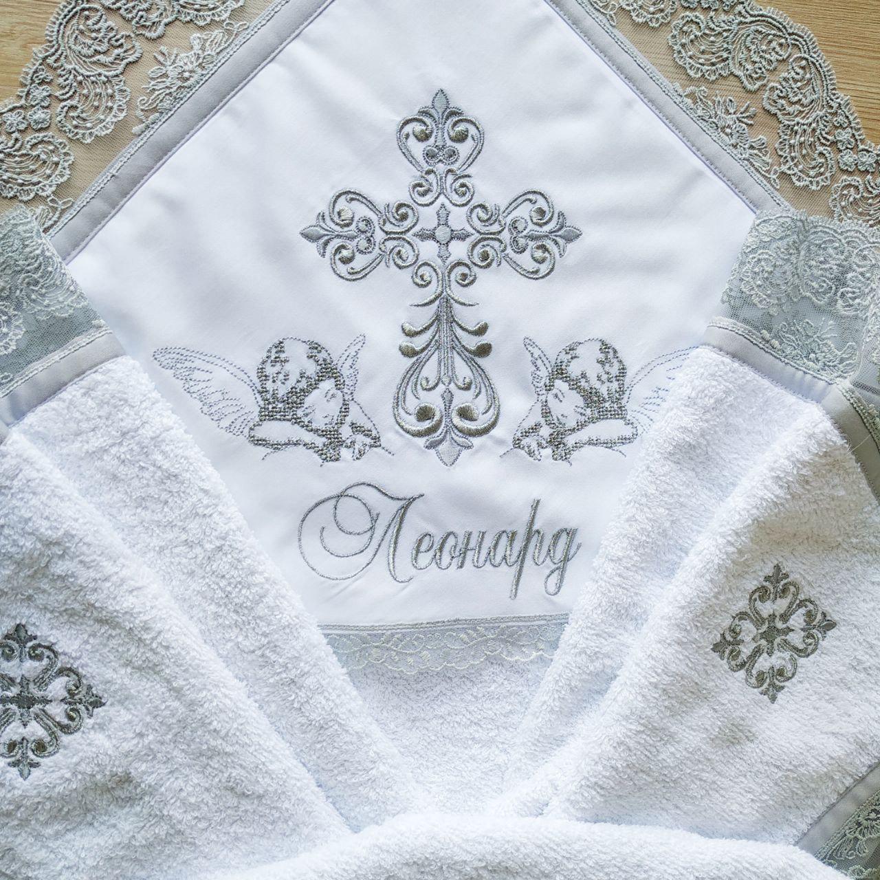 Набор для крещения именной Любовь ангелов с монограммой махровая крыжма/мешочки для локона и хранения (2172946102) - фото 7 Набор для крещения именной Любовь ангелов с монограммой махровая крыжма/мешочки для локона и хранения (2172946102) - фото 7
