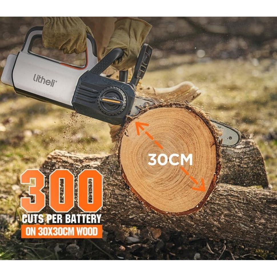 Электропила аккумуляторная с 2 УБМ Litheli 30,5 см 7,5 м/с бак 150 мл 20000 mAh White (U20CS00-0U220) - фото 3 Электропила аккумуляторная с 2 УБМ Litheli 30,5 см 7,5 м/с бак 150 мл 20000 mAh White (U20CS00-0U220) - фото 3