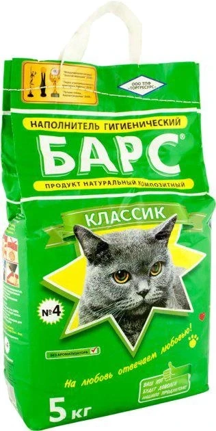 Наполнитель бентонитовый для кошачьего туалета Барс №4 стандарт 1,2/2,5 мм 5 кг