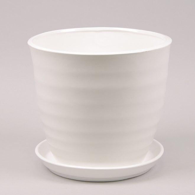 Горшок керамический Flora Обруч глянец 8,5 л Белый (10498)