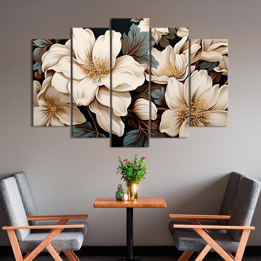 Картина на полотні Красиві білі квіти жасмину 137x85 см (V410-5_L)