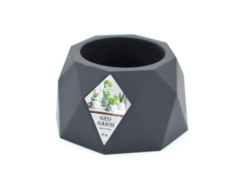 Горщик для квітів Elif Plastik 1 л GEO Ø16,5x9,8 см Антрацит (977830)