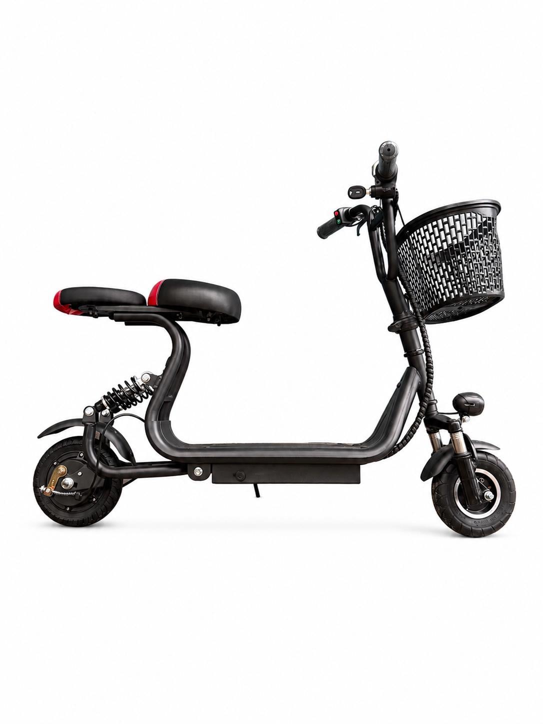 Электросамокат детский 500W 16Ah 8" с корзиной и сидением Черный