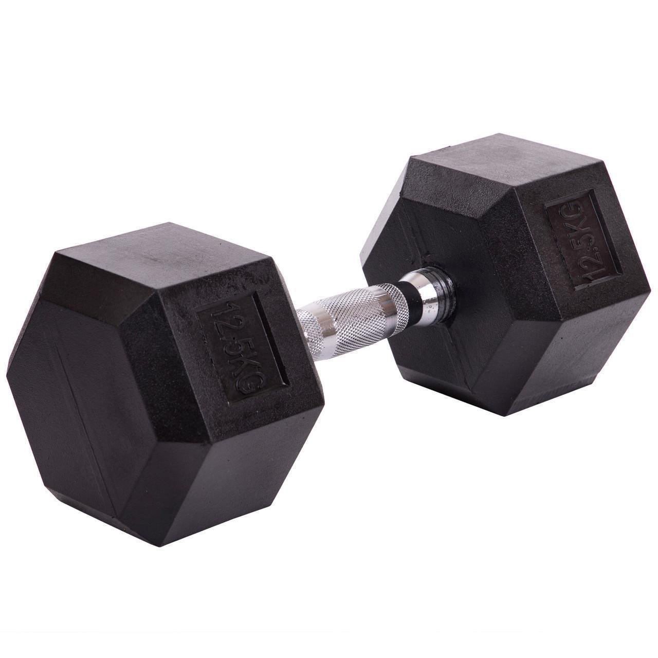 Гантель цільна SP-Planeta SC-80075-12_5 шестигранна гексагональна гумова 12,5 кг (2532853954) - фото 1 Гантель цільна SP-Planeta SC-80075-12_5 шестигранна гексагональна гумова 12,5 кг (2532853954) - фото 1