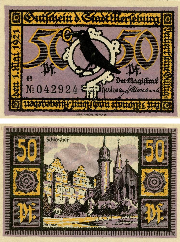 Коллекционная банкнота Германия Нотгельд 50 пфеннигов 1921 F-VF Мерзебург Разновидность 4 (Б18802) Коллекционная банкнота Германия Нотгельд 50 пфеннигов 1921 F-VF Мерзебург Разновидность 4 (Б18802)