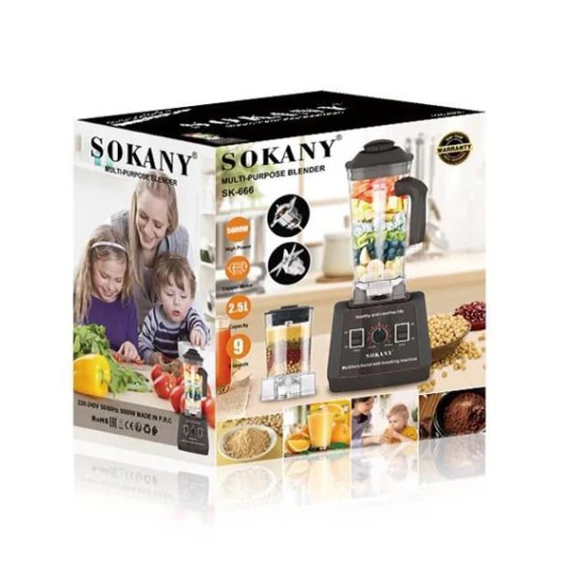 Блендер многофункциональный Sokany SK-666 5000 Вт 2,5 л (23975804) - фото 7 Блендер многофункциональный Sokany SK-666 5000 Вт 2,5 л (23975804) - фото 7
