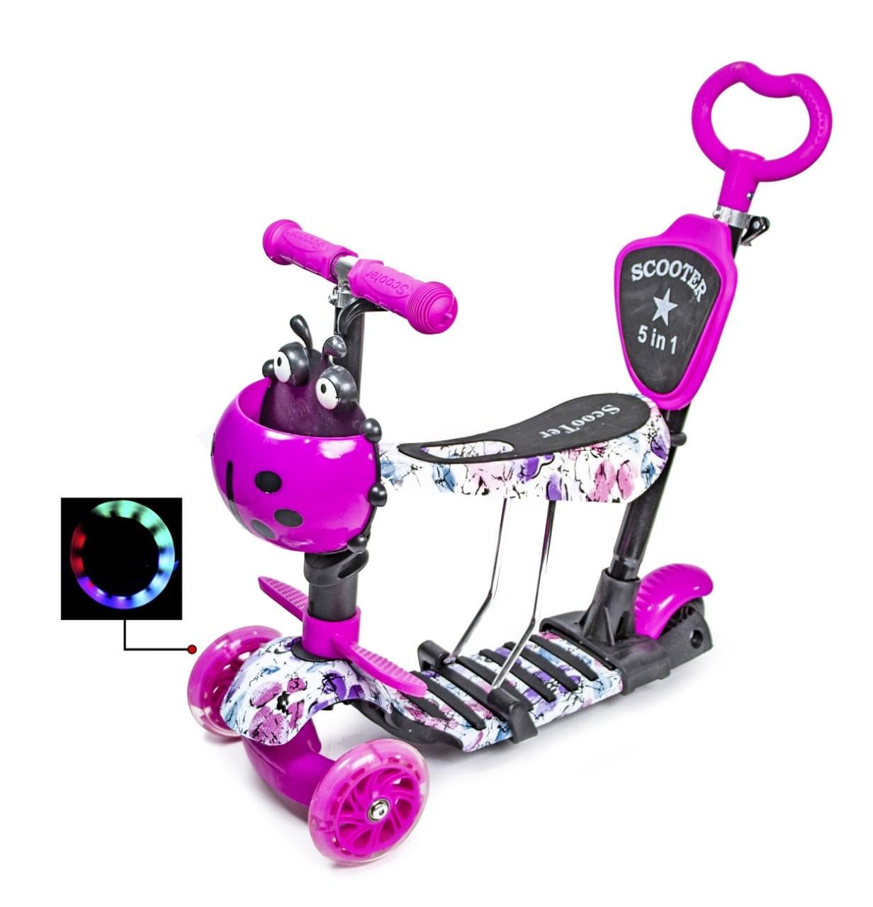 Детский самокат с сиденьем Scooter 5в1 с рисунком Маки