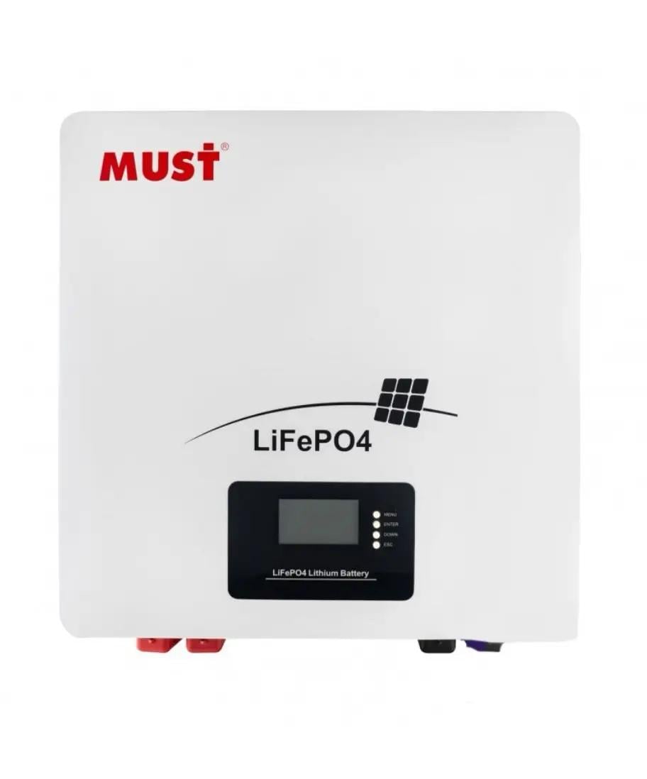 Аккумулятор MUST LP16-24100 LiFePO4 25,6В 100Ач 2,56 кВт/ч настенный для инвертора Smart BMS CAN/RS485/RS232 6000 и циклов настенный монтаж