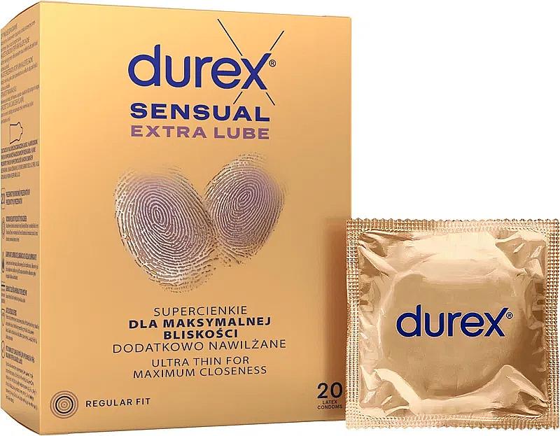 Презервативи DUREX Sensual Regular Fit Extra Lube з додатковою змазкою 20 шт.