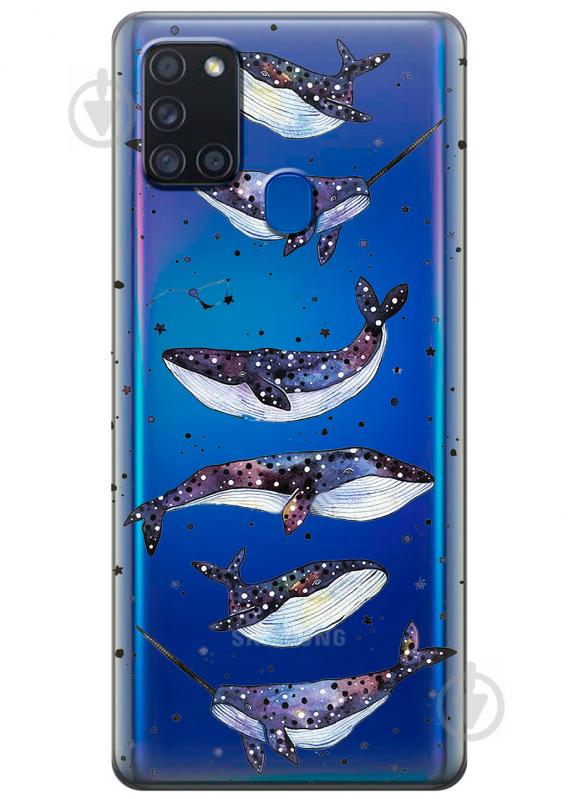 Силиконовый чехол iSwag для Samsung Galaxy A21s Киты Единороги (KS2819)