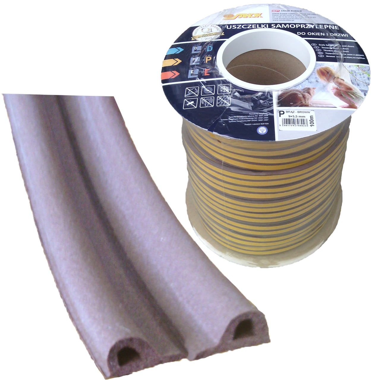 Ущільнювач для вікон та дверей STOMIL P-профіль 9х5,5 мм Коричневий