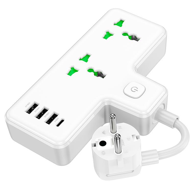 Подовжувач мережевий Hoco AC11A 3xUSB Type-C 10A 17W White - фото 2 Подовжувач мережевий Hoco AC11A 3xUSB Type-C 10A 17W White - фото 2