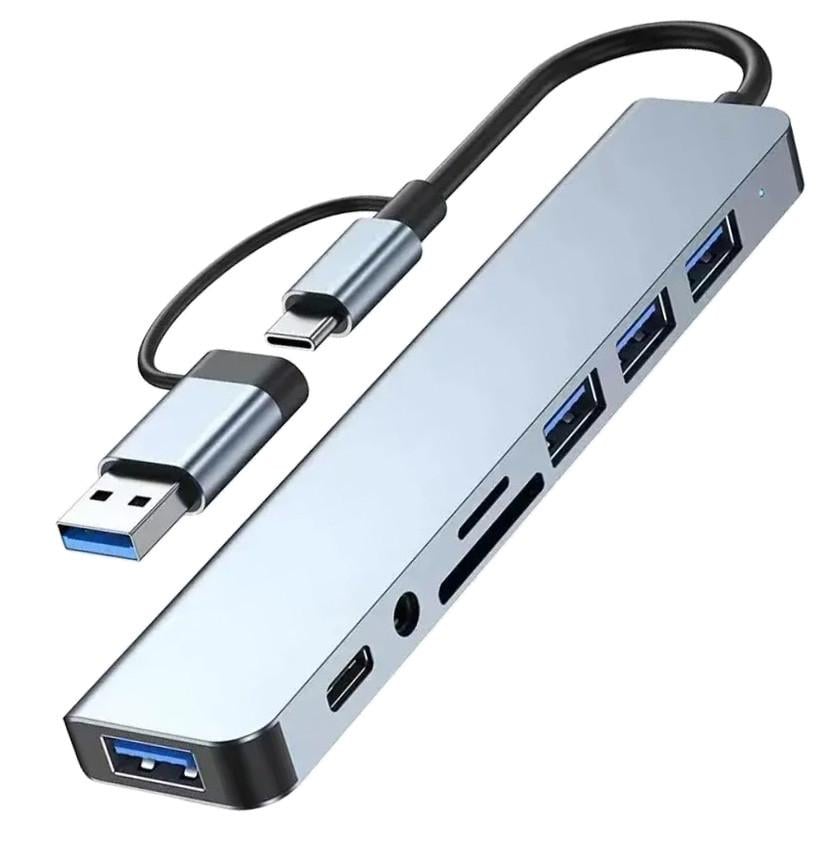 USB-хаб 3.0 универсальный кардридер звуковая карта MegaHub с переходником Type-C USB Hub (3034543314)
