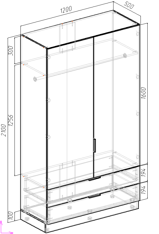 Шкаф распашной Viant Сити С7 1100х500х2100 мм Антрацит - фото 3