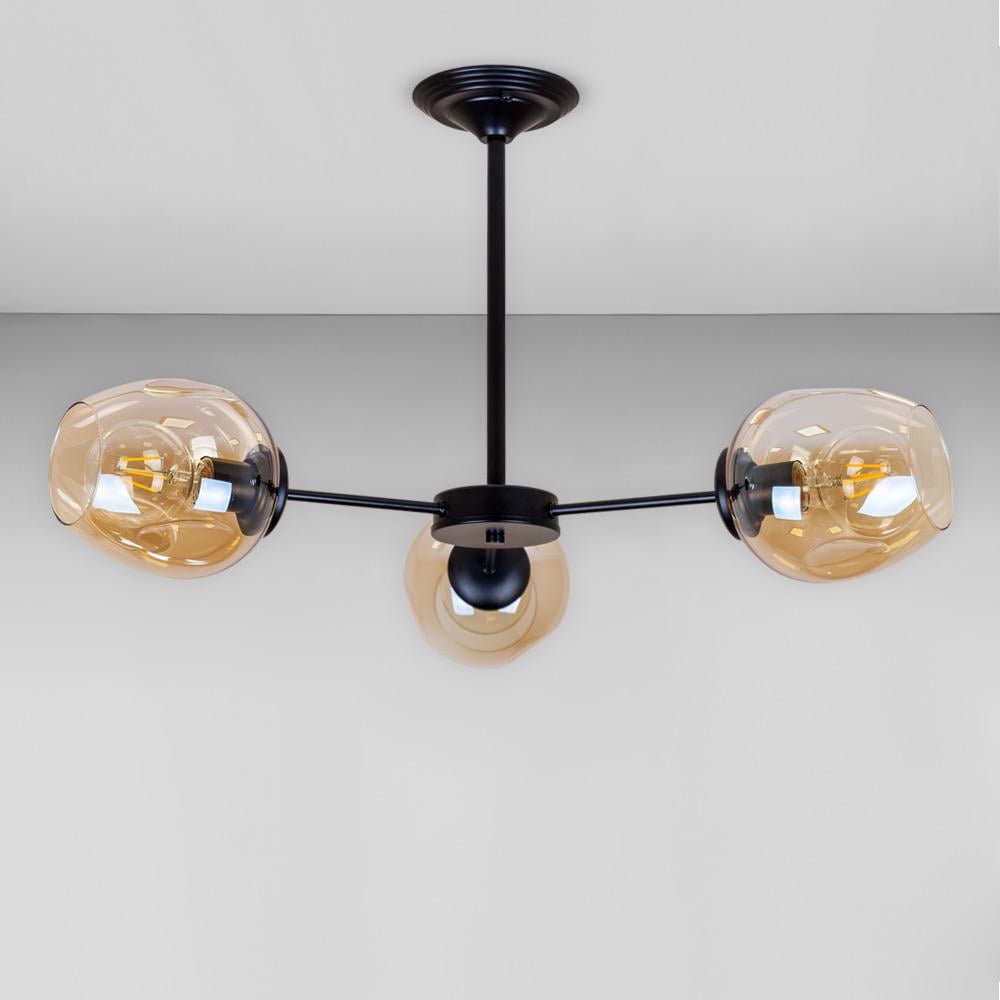 Люстра потолочная молекула Light House LS-18966-3 BK+BR Черный/Янтарный