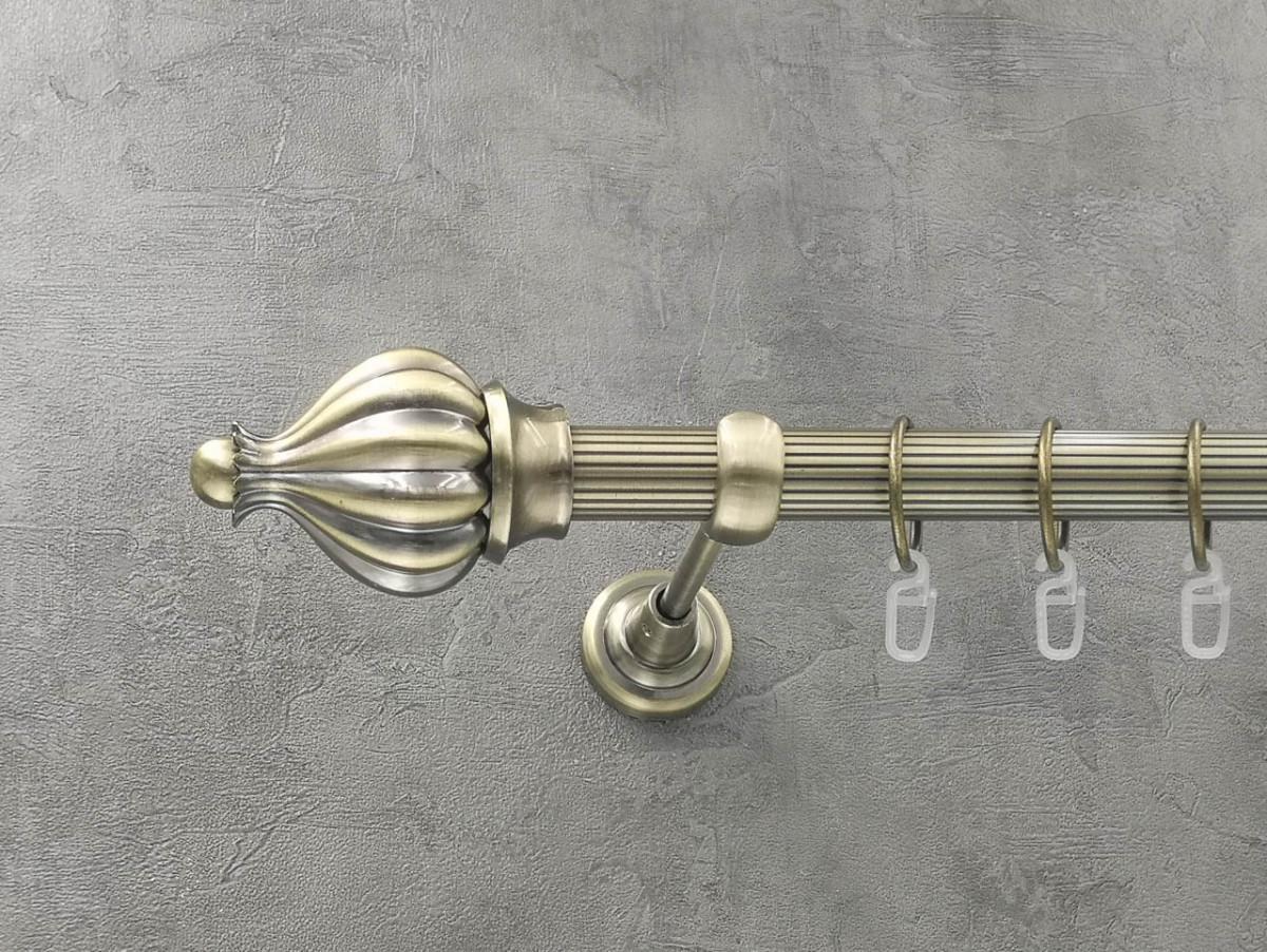 Карниз Quadrum Таджа рифленая штанга одинарный открытый 25 мм 200 см Антик (262041166)