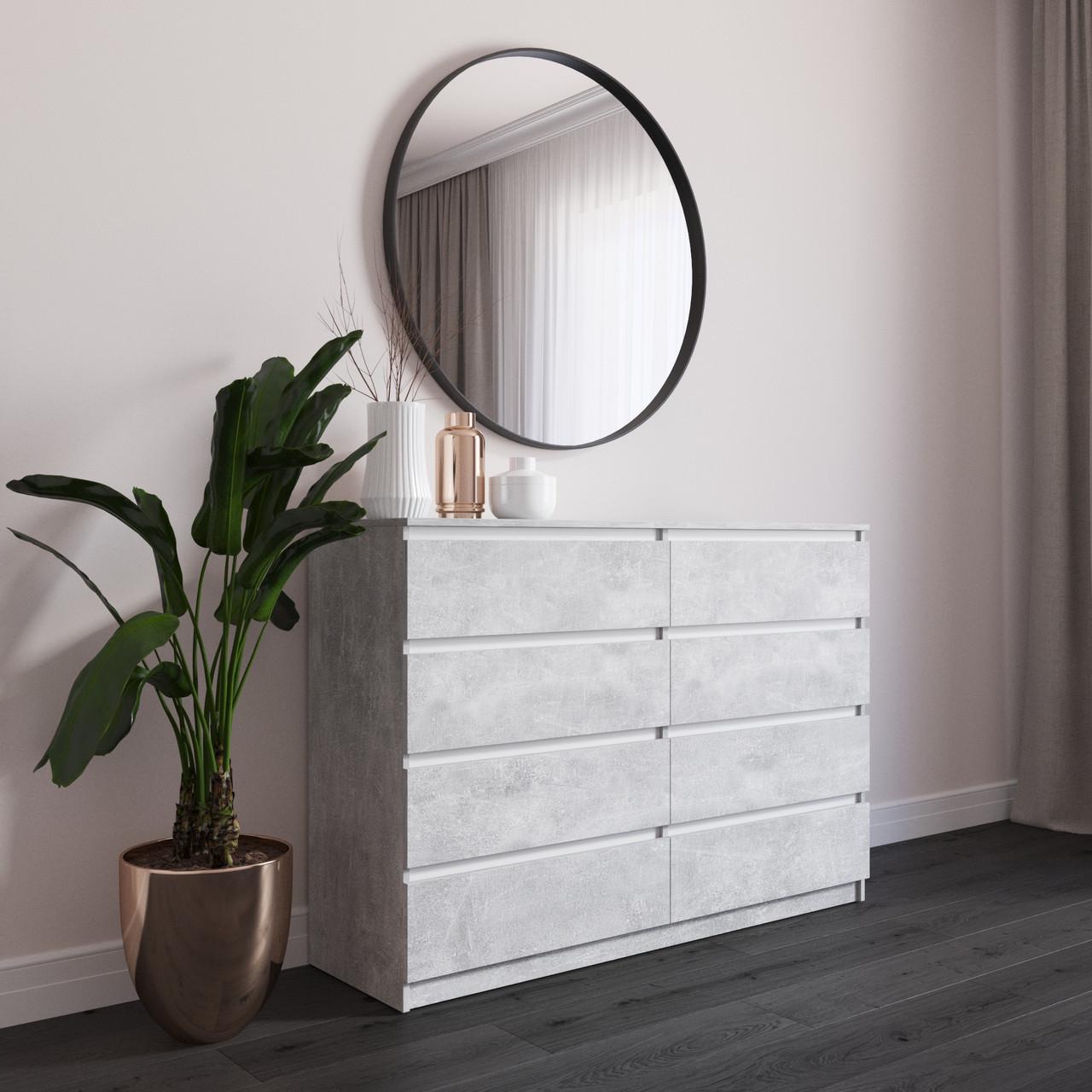 Комод з шухлядами Вайс R-8 140х40х98 см Бетон/Білі планки (30345075) Комод з шухлядами Вайс R-8 140х40х98 см Бетон/Білі планки (30345075)