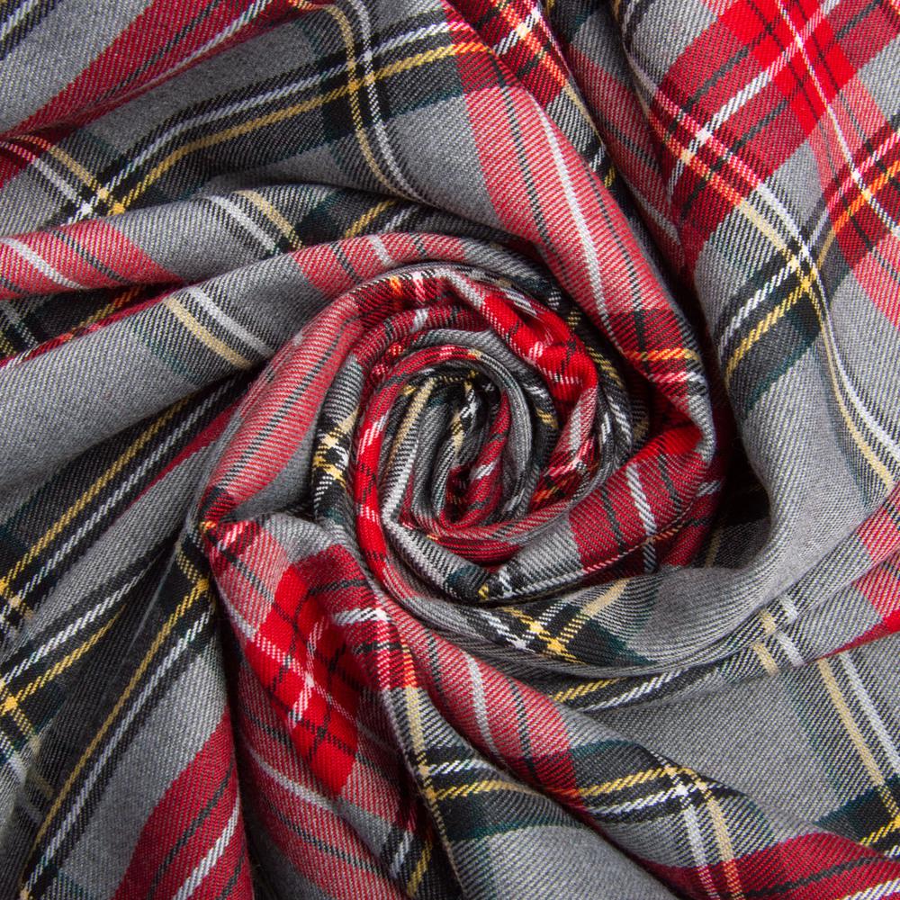 Ткань костюмная Клеточка Шотландка 265 г/м² 148 см Серо-красный (26218)