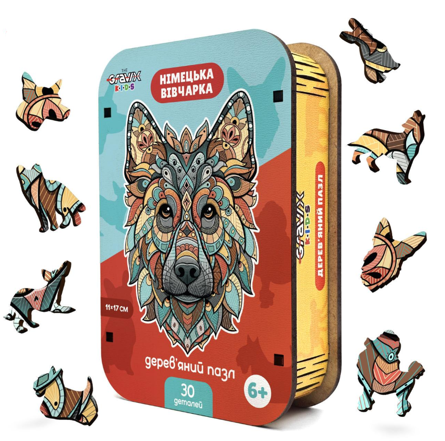 Пазл деревянный фигурный Немецкая Овчарка 30 дет. 11x17 см