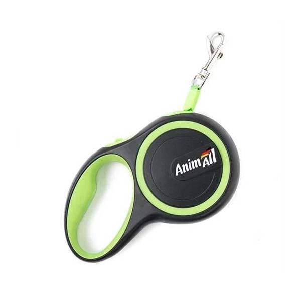 Поводок-рулетка AnimAll L до 50 кг 5 м Салатовый/Черный (2000981120221)