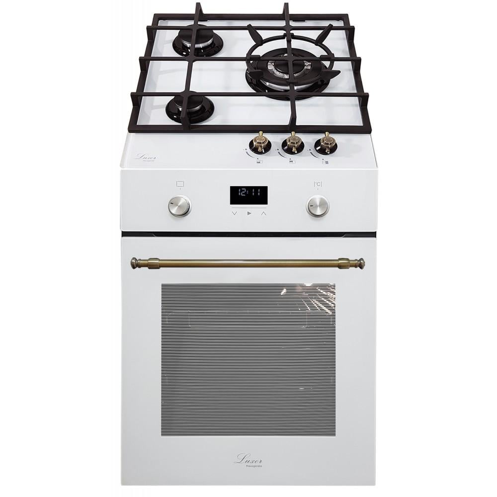 Комплект техніки Luxor варильна газова поверхня RG 458 Blütenweiß WH KUP духова шафа електрична HB 4510 WH KUP Blütenweiß (26442035)
