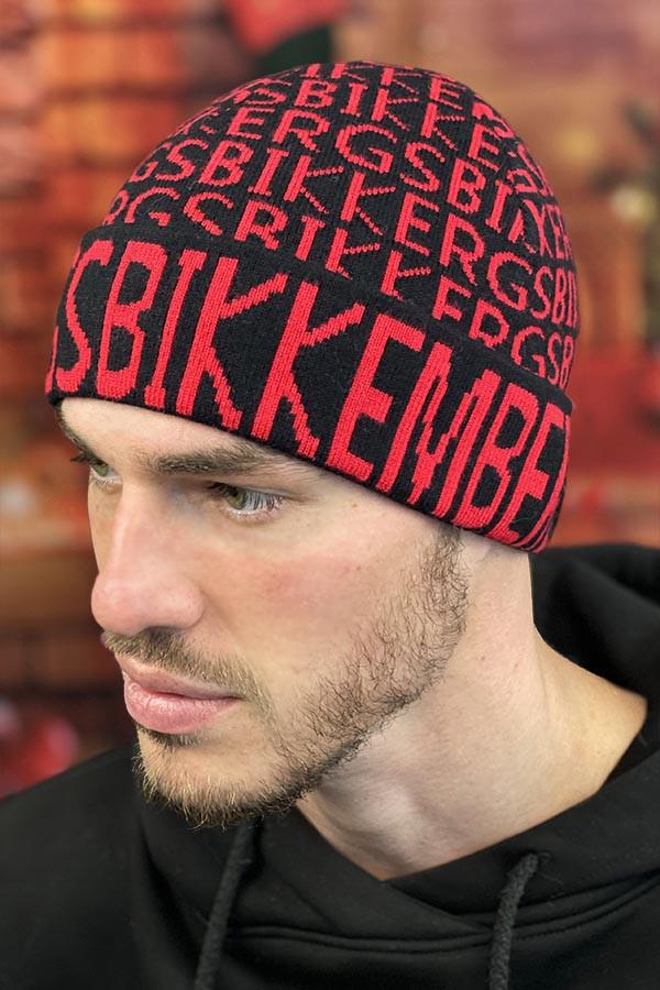 Шапка мужская Braxton Letters Черный/Красный (5158)