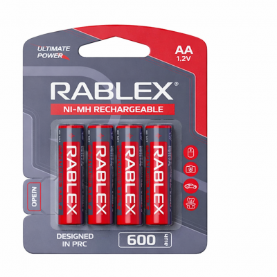 Батарейки акумулятор RABLEX AA R6 600 mAh 4 шт.