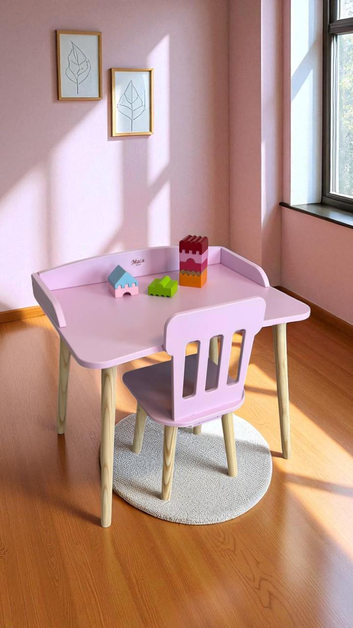 Детский стол и стул классический с бортиками 46 см Розовый (1233929)