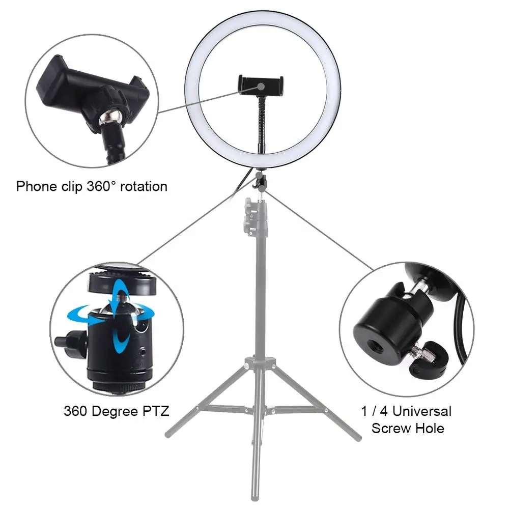 Кольцевая лампа Led Ring с держателем для телефона и штативом 2 м 26 см - фото 2
